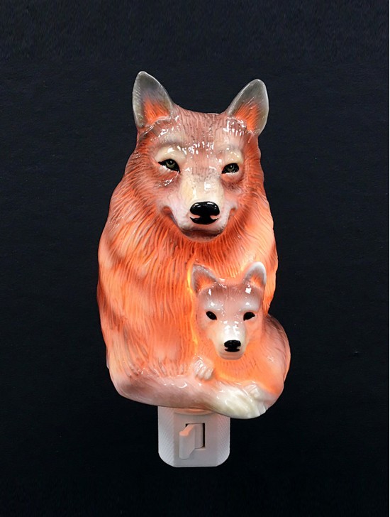 Porcelain Wolf Night Light with Gift Box